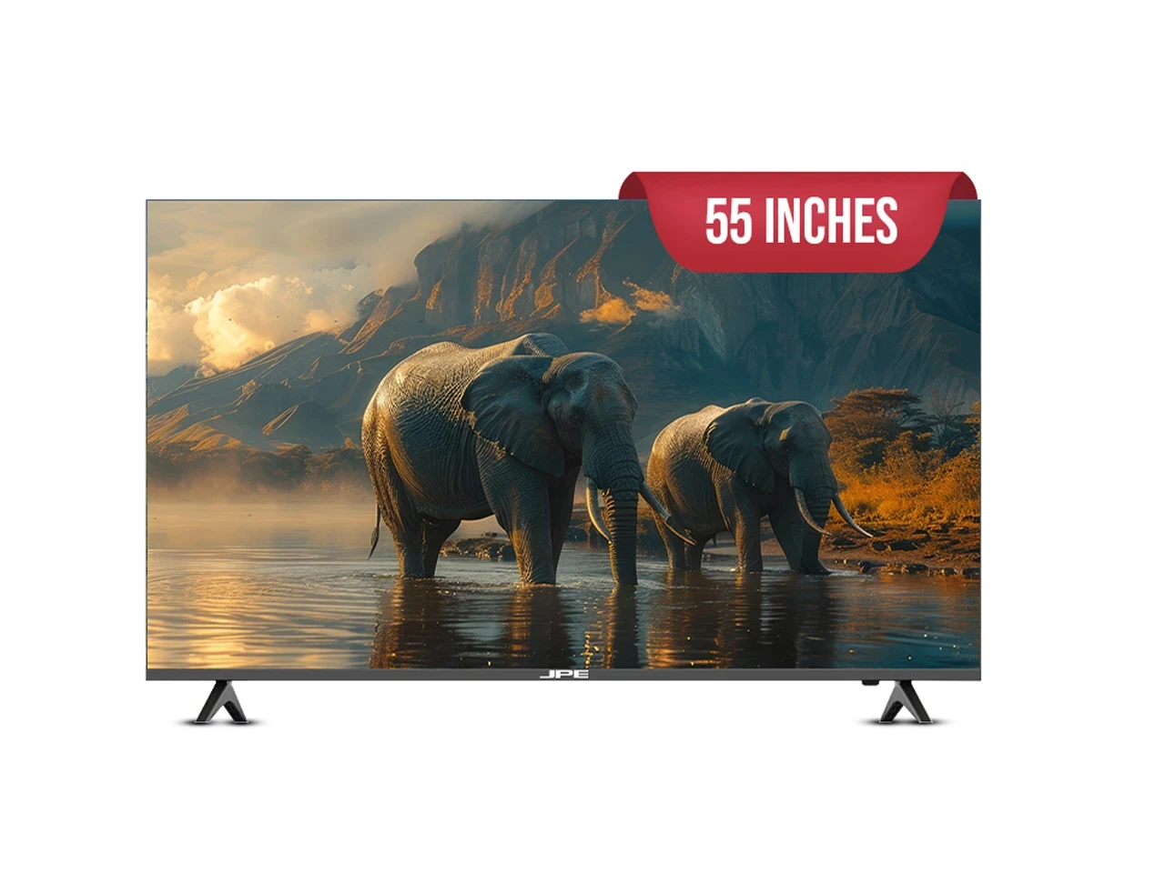 JPE 55 Inch Frameless Smart TV angle, JPE 55 Inch Frameless Smart TV Display, JPE 55 Inch Frameless Smart TV view 3