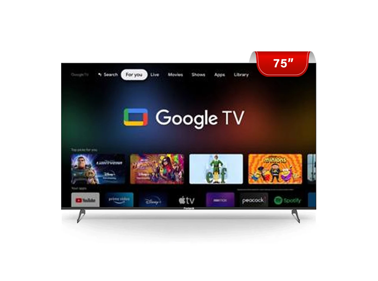 Pentanik Google TV 75 Inch 4K Frameless Voice Control