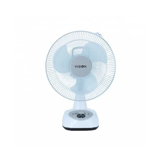 VISION Rechargeable Table Fan 12" White USB charger view 2